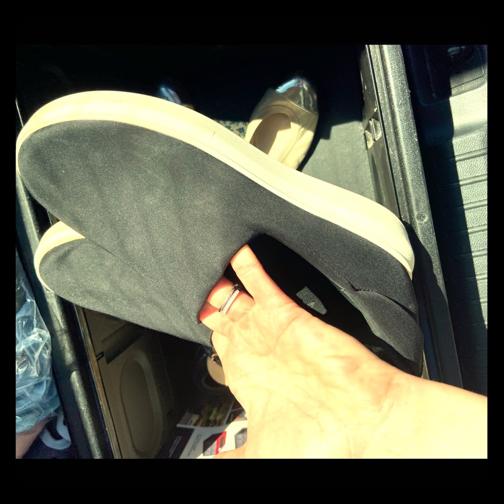 Black slip on shoes (j slides)